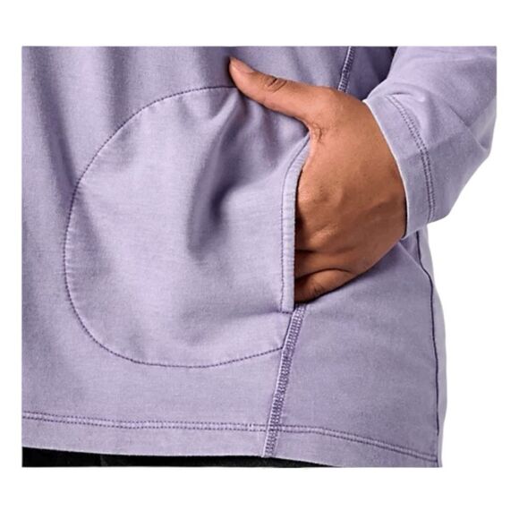 LOGO Life Lori Goldstein Pintuck Trim Hoodie Sweatshirt Steel Blue French Terry - Picture 5 of 10